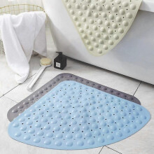 Scalloped Rubber Corner Shower Mat - Antibacterial Mat with Suction Cups - for Shower or Bath - Non-Slip Bath Mat (54x54cm)