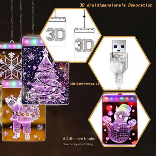 LED USB String Lights, 3D Christmas Decoration, Party Decorative Lights, Christmas Decorative Lights, String Lights with LED 2