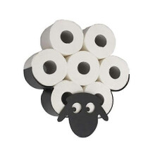 Wall Mounted Toilet Paper Holder - Sheep Design - Black