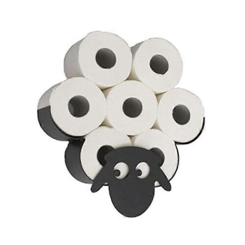 Wall Mounted Toilet Paper Holder - Sheep Design - Black