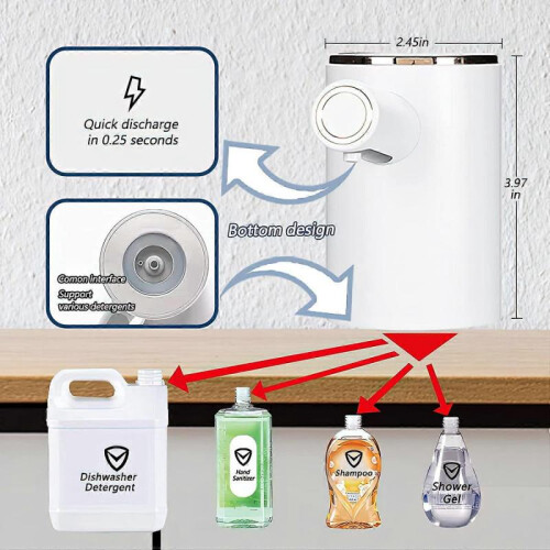Touchless Automatic Soap Dispenser with Three-Speed Adjustable(White) 2