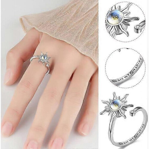 Women's Silver Anxiety Ring Adjustable Open Twist Ring for Women with Anxiety 1