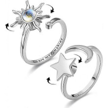 Women's Silver Anxiety Ring Adjustable Open Twist Ring for Women with Anxiety