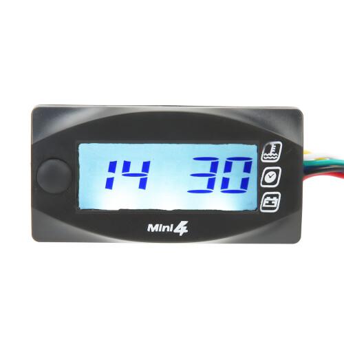 Multi-Function 4 in 1 LCD Gauge for Water Oil Temp Time - Universal DC12V