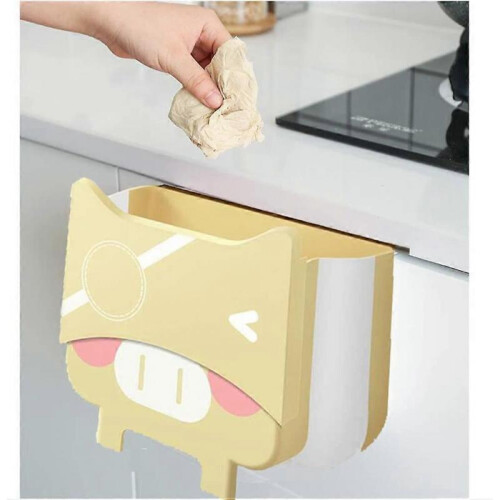 Foldable Kitchen Trash Can, Yellow 2