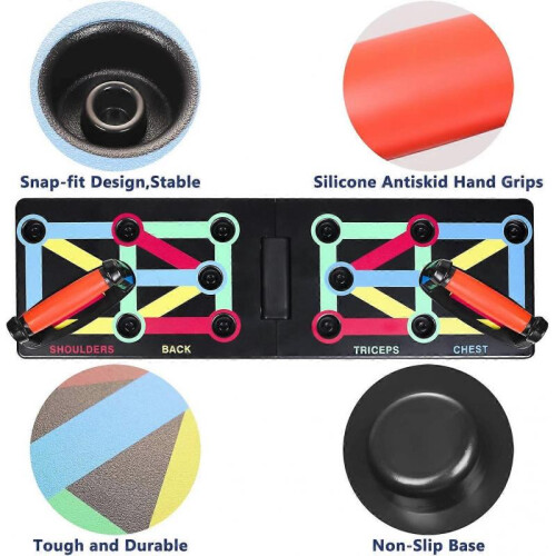 Push Up Board Foldable Multifunctional Weight Training Board w/Handles 2