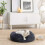 Fluffy, cat bed, donut cushion, washable, removable padding in the middle, long plush, 80 cm diameter, dark grey 4