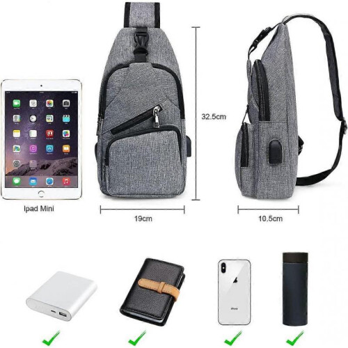 Men's Crossbody Bag, Gray 2
