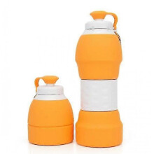 Collapsible Water Bottles Reusable Water Bottle with Carabiner Bpa Free Silicone Folding Sports Water Bottle for Gym Camp Hiking Sports Orange