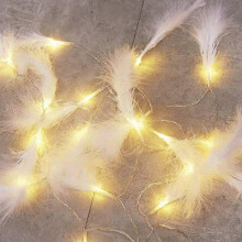 Feather Fairy Lamp Artificial Feather Fairy Lamp Warm White Fairy Lamp Indoor Outdoor Wall Decor, 3M 20 LED (White)
