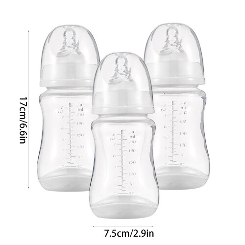 Multi-Functional 240ml Baby Feeding Bottles White 3 Pack with Covers 1