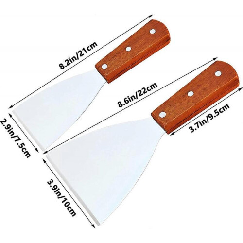 2 Pieces Spatula Wooden Handle Stainless 2