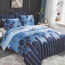 Duvet Cover Sets, 200x200 cm with 2 x Pillowcases 65x65 cm, Geometric Boho Print Microfiber Bedding Set, Blue