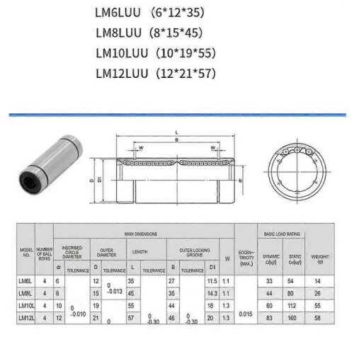 LM6UU 10pcs 6x12x35mm 3D Printer Linear Ball Bearings 1