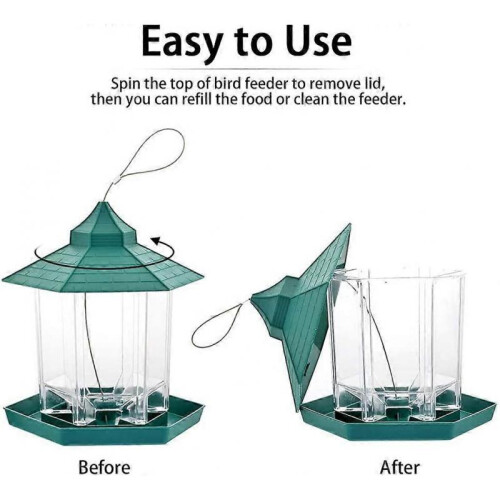 Hanging Lantern Bird Feeder Plastic,Green 1