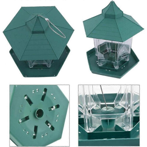 Hanging Lantern Bird Feeder Plastic,Green 2
