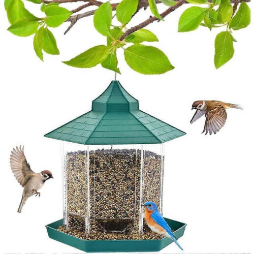 Hanging Lantern Bird Feeder Plastic,Green
