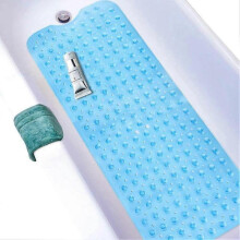 Non-Slip Bath Mat, Mildew Resistant, Extra Long, Antibacterial, BPA, Machine Washable, Ideal for Children, 40*100cm, Blue