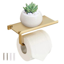 Wall Mounted Toilet Paper Holder with Phone Shelf - Stainless Steel Paper Holder for Bathroom
