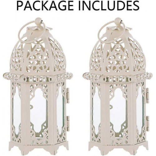 2 Pcs Candle Lantern - Small , White 2