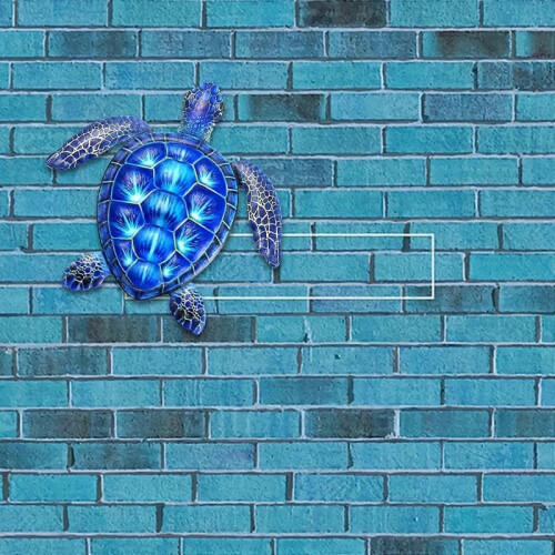 Metal Iron Tortoise,Outdoor Wall Decor(Blue) 2