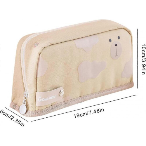 Foldable Pencil Bag Case Storage Large-Capacity(Brown) 1