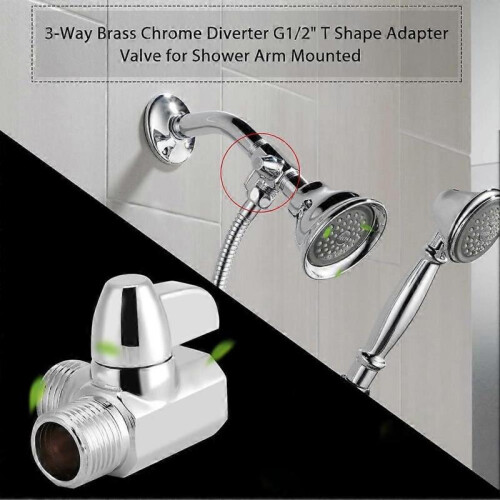 3 Way Shower Diverter,G1/2" T Shape Valve Adapter 2