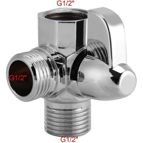 3 Way Shower Diverter,G1/2" T Shape Valve Adapter 1