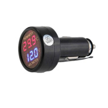 2 in 1 Battery Voltage Temperature Indicator Gauge Test,DC12/24v