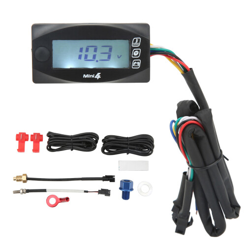 4-in-1 Motorcycle LCD Thermometer Oil Temp Voltage Time DC 12V 1