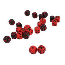 48 Stück 6-seitige Würfel aus Kunststoff Schwarz-Rot 1,5 x 1,5 x 1,5 cm