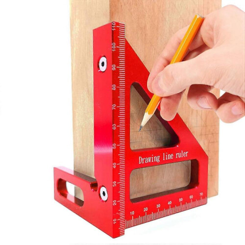 Aluminum Alloy Square Gauge 45/90Angle 3D T Ruler Red) 2