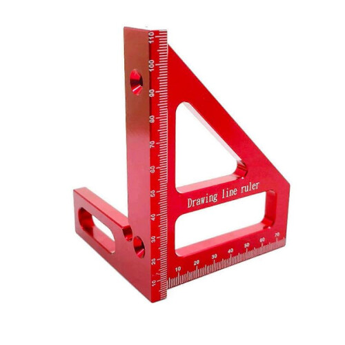 Aluminum Alloy Square Gauge 45/90Angle 3D T Ruler Red)