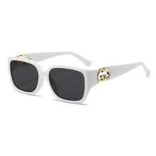 (Solid white frame) Versatile oversized square sunglasses for women with UV protection