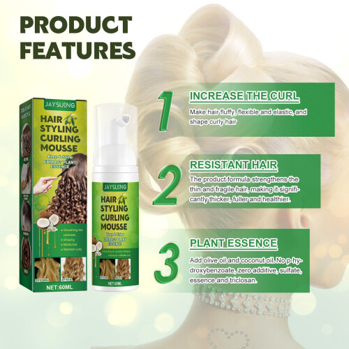(60ml) Fluffy Curly Setting Mousse Moisturizing Care Curly Elastic Foam Setting 2