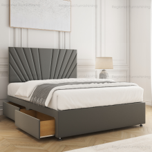 (King-5ft (No Drawers), Grey Plush) Luxury Velvet Divan Double Bed Base with Storage Drawers No Mattress