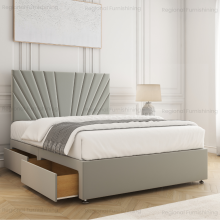 (King-5ft (2 Drawers Same Side), Silver Plush) Luxury Velvet Divan Double Bed Base with Storage Drawers No Mattress