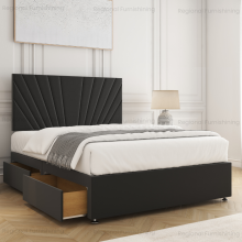 (King-5ft (2 Drawers Footend Side), Black Plush) Luxury Velvet Divan Double Bed Base with Storage Drawers No Mattress