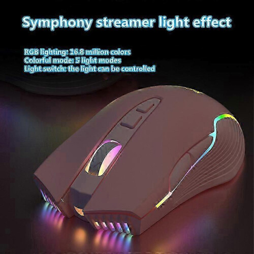 (black) CW905 Cute Pink Wireless Gaming Mouse RGB Marquee Rechargeable Desktop Computer Notebook Mouse 1
