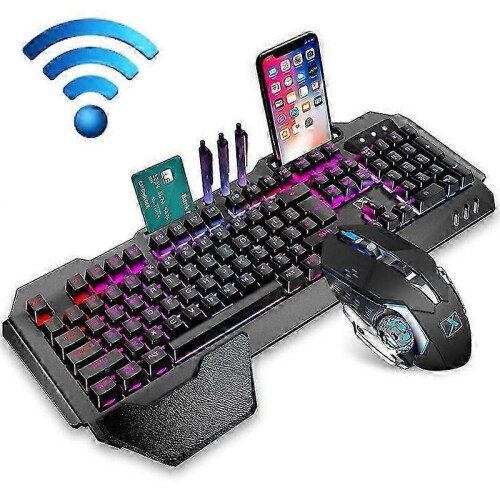 (Black) K680 RGB Rechargeable Gaming Wireless Keyboard and Mouse Set 1
