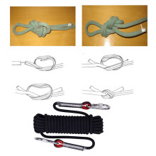 12mm schwarze Kletterseil 10m mit Stahlkarabinern für Wandern & Camping