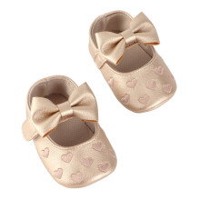 Babyschuhe aus PU-Leder mit goldener Herz-Schleife 5,1 Zoll 12-18 Monate