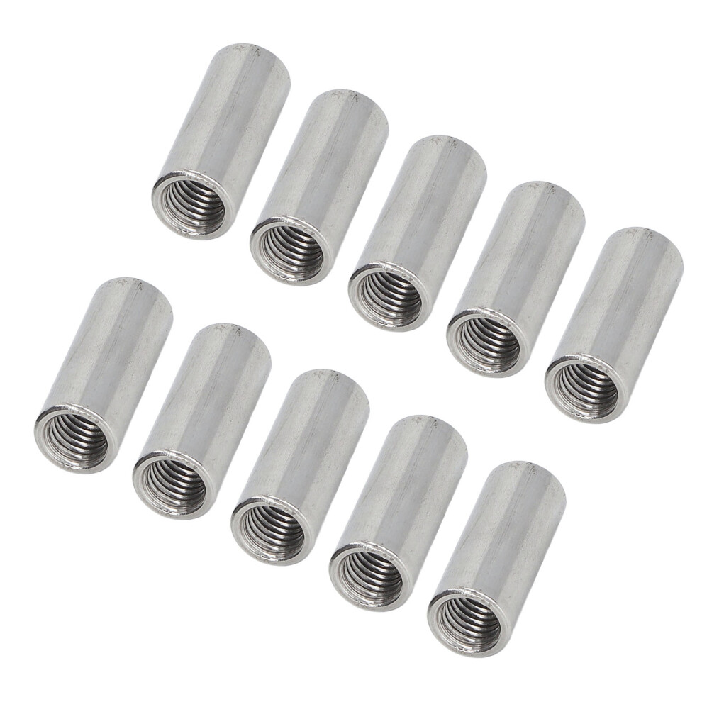 10Pcs 304 Stainless Steel M12x1.75-16 L40mm Round Coupling Nuts Female Thread 7621339506631