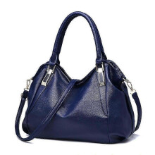 (Navy) Soft leather handbag large capacity single shoulder bag crossbody bag female