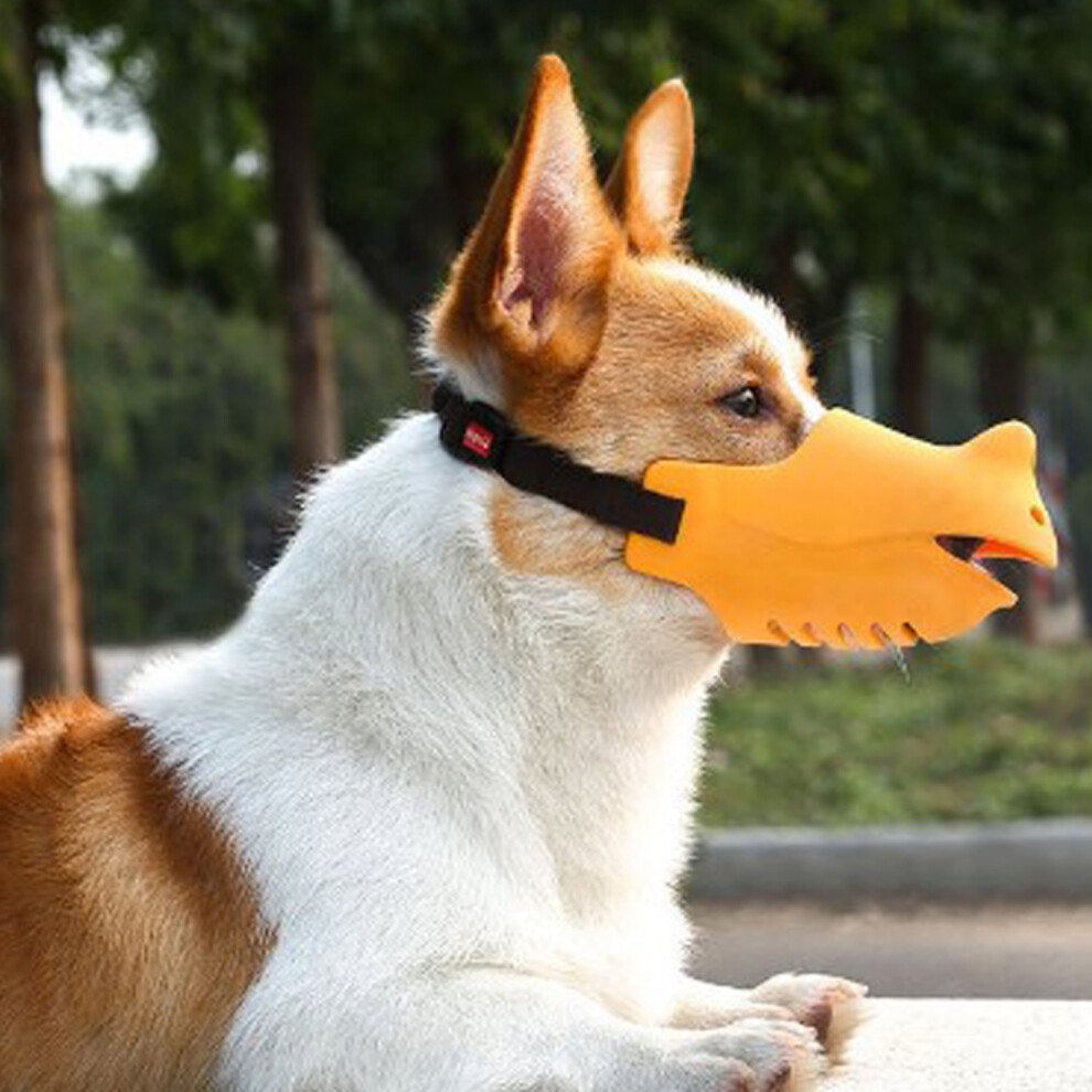 Breathable Silicone Dog Muzzle Yellow M, Fits Long Mouthed Breeds-image-OPC-PJJFBDX-NEW