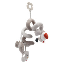 Grey Plush Baby Spiral Toy Elephant Birdie BPA Free Interactive Stroller & Car Seat Toy