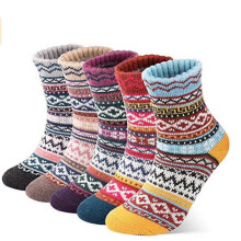 5 Pairs Womens Thick Socks Wool Thermal Warm Knitting Nordic Ladies Socks Winter