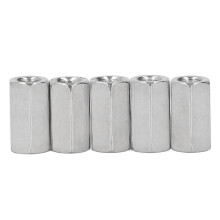 20PCS M6x1.0-10-L18mm Stainless Steel Hex Coupling Nuts, Silver