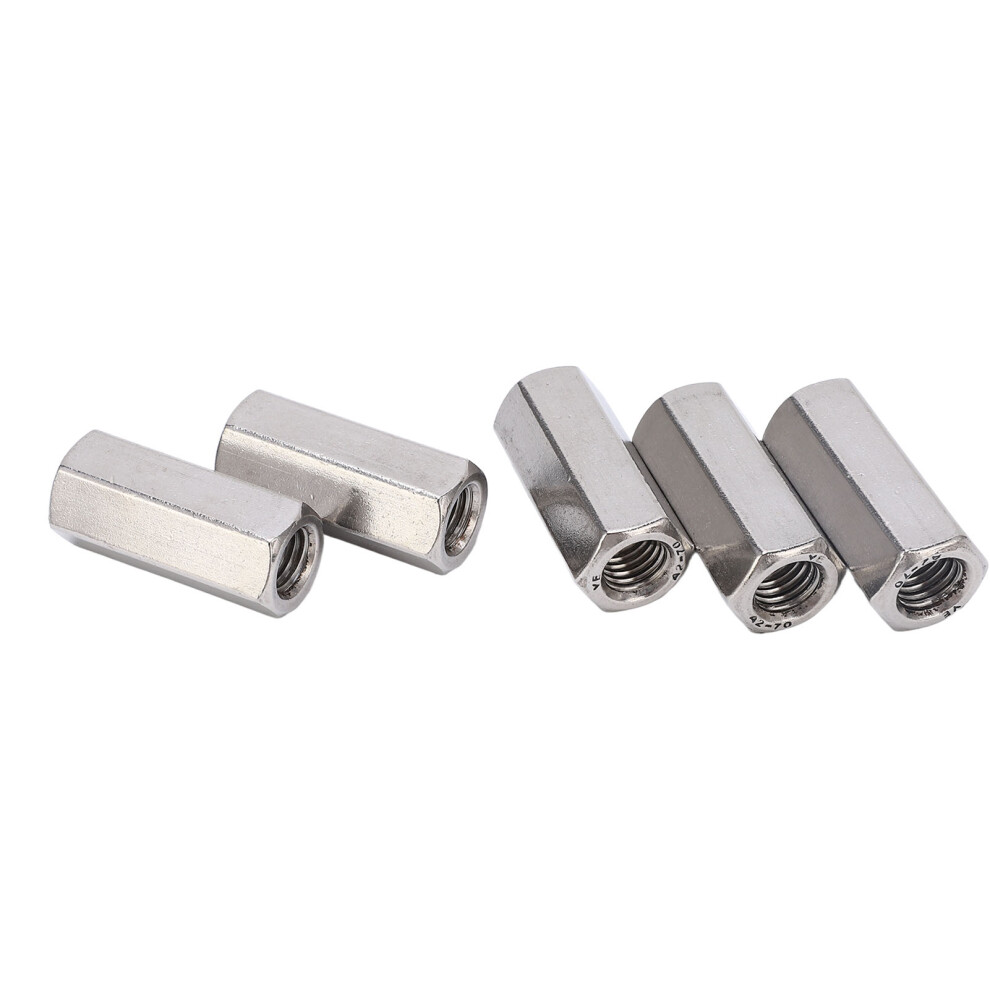 5Pcs M12 Stainless Steel Hex Coupling Nut 19Mm Anti-Corrosion Silver 8381339521582