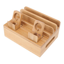 Bambus 5-Port-Ladestationsregal, 11,3 x 13 x 17 cm Natur